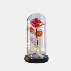 Roos LED Bloem Cadeau Glazen Koepel Romantische Licht Decoratie