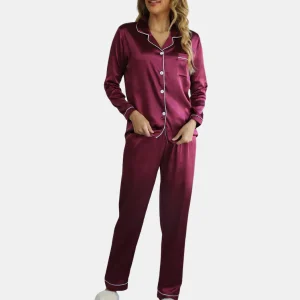 Satijnen Pyjama Set voor Dames Elegante Loungewear voor Comfort en Ontspanning