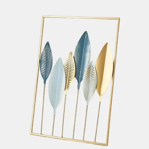 Scandinavische Blad Metaal Wanddecoratie voor Elegante en Rustgevende Interieurs