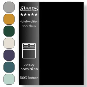 Sleeps  Jersey Hoeslaken Zwart – 180×200/220 cm
