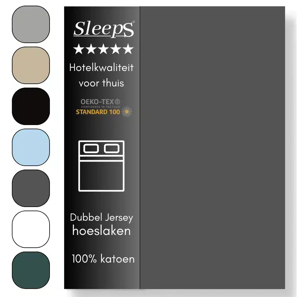 Sleeps Dubbel Jersey Hoeslaken Antraciet 160×200/220 cm