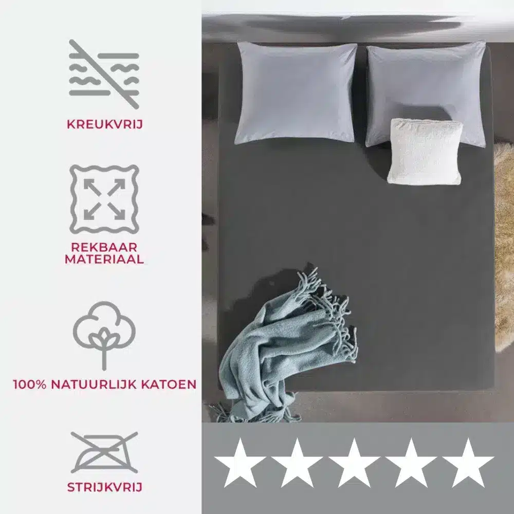 Sleeps Dubbel Jersey Hoeslaken Antraciet 160×200/220 cm - Afbeelding 6