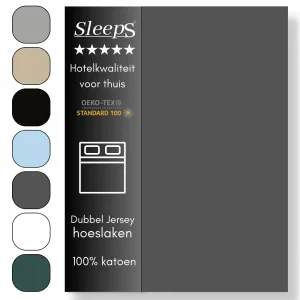 Sleeps Dubbel Jersey Hoeslaken Antraciet 200×200/220 cm