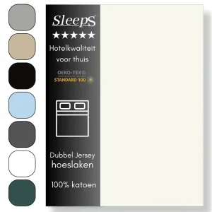 Sleeps Dubbel Jersey Hoeslaken Crème 180 x 200/220 cm