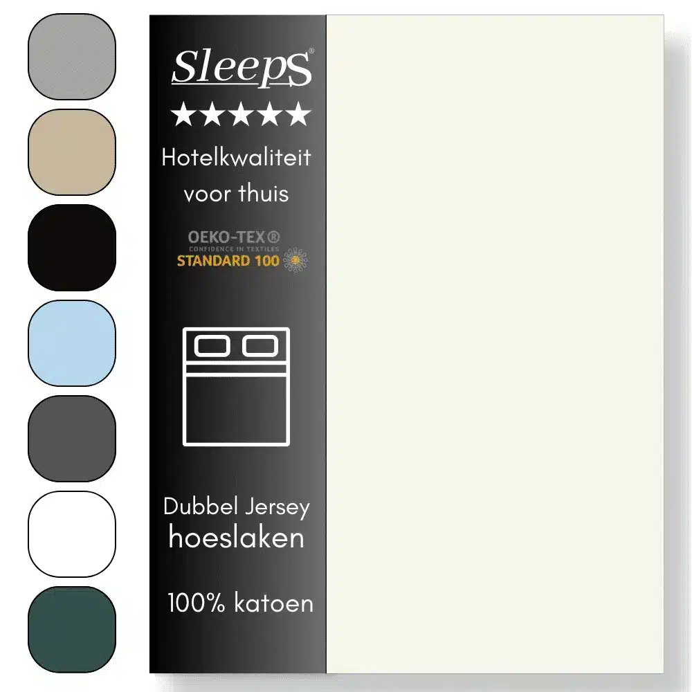 Sleeps Dubbel Jersey Hoeslaken Crème 200×200/220 cm - Afbeelding 2