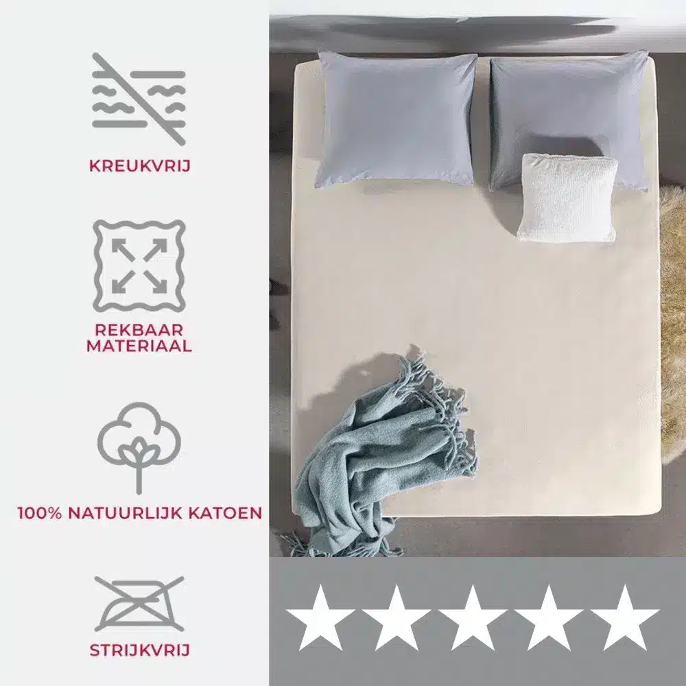 Sleeps Dubbel Jersey Hoeslaken Crème 200×200/220 cm - Afbeelding 6