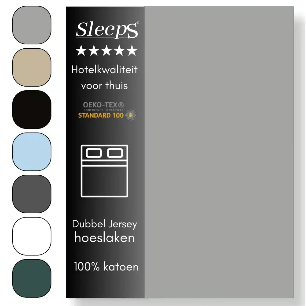 Sleeps Dubbel Jersey Hoeslaken Grijs 180×200/220 cm - Afbeelding 2