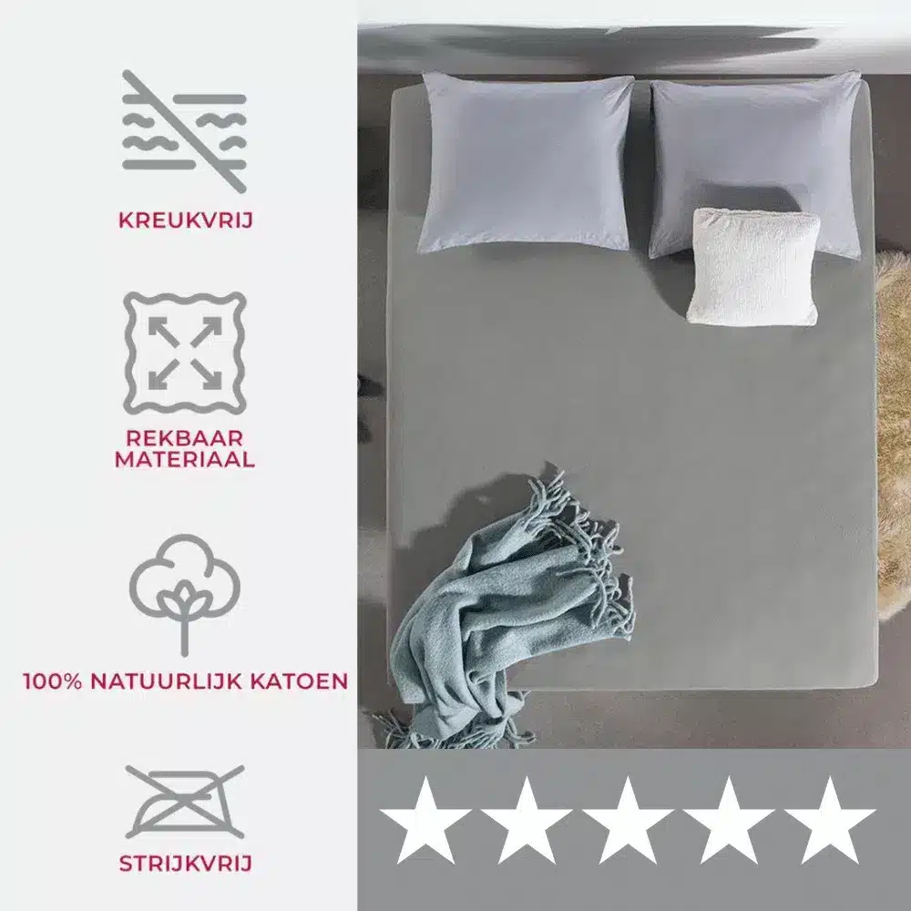 Sleeps Dubbel Jersey Hoeslaken Grijs 180×200/220 cm - Afbeelding 4