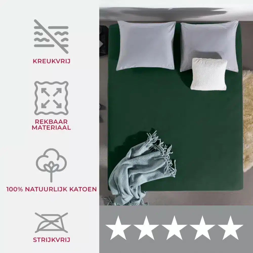 Sleeps Dubbel Jersey Hoeslaken Groen 200×200/220 cm - Afbeelding 5