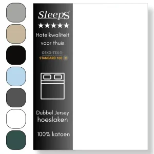 Sleeps Dubbel Jersey Hoeslaken Wit 90×220 cm –