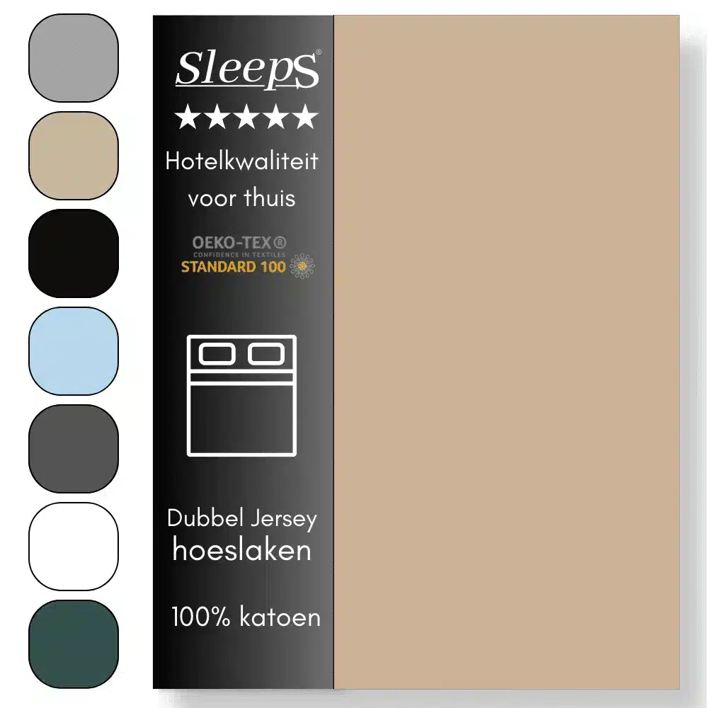 Sleeps Dubbel Jersey Hoeslaken Zand 160×200/220 cm - Afbeelding 2