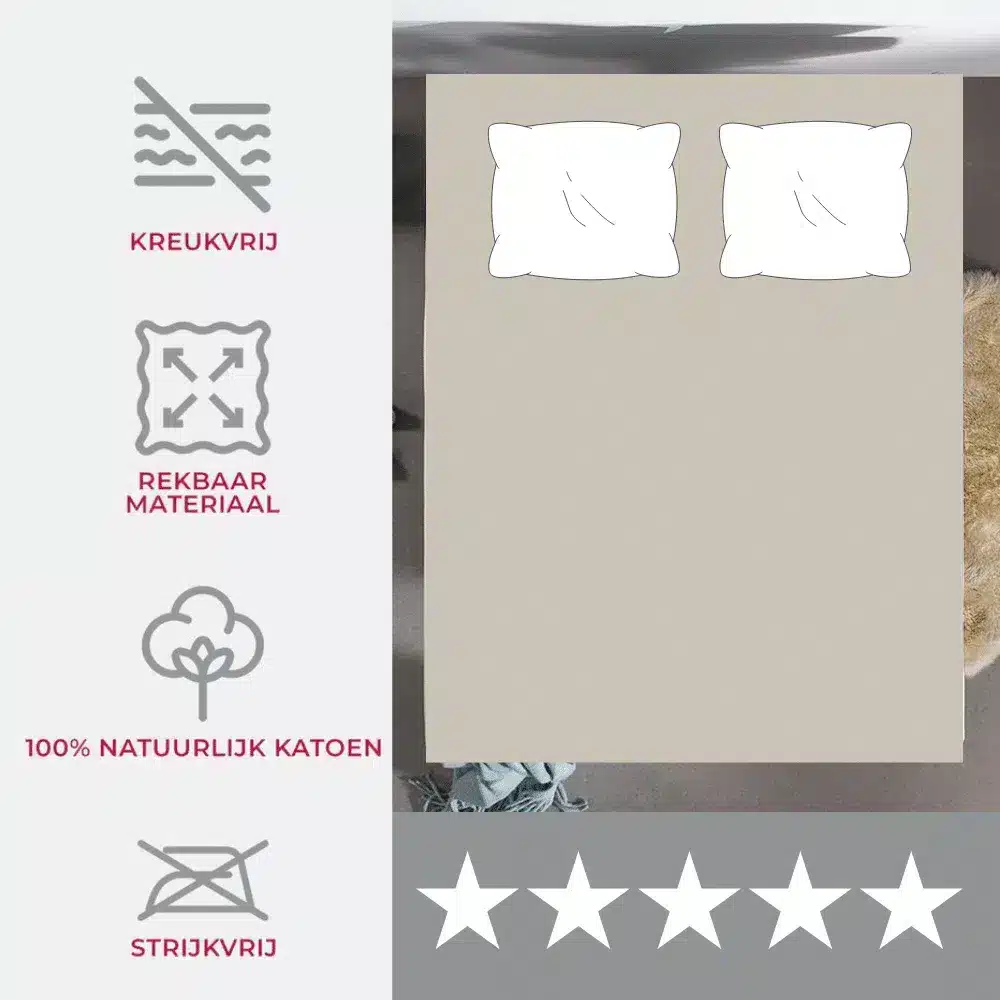 Sleeps Dubbel Jersey Hoeslaken Zand 160×200/220 cm - Afbeelding 4