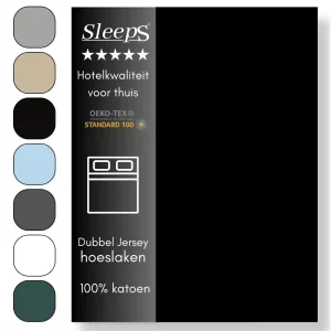 Sleeps Dubbel Jersey Hoeslaken Zwart 180×200/220 cm –