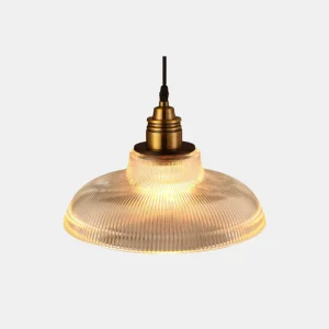 Vintage Gestreepte Glazen Hanglamp Ronde Vorm Warm Licht voor Elegante Interieurs