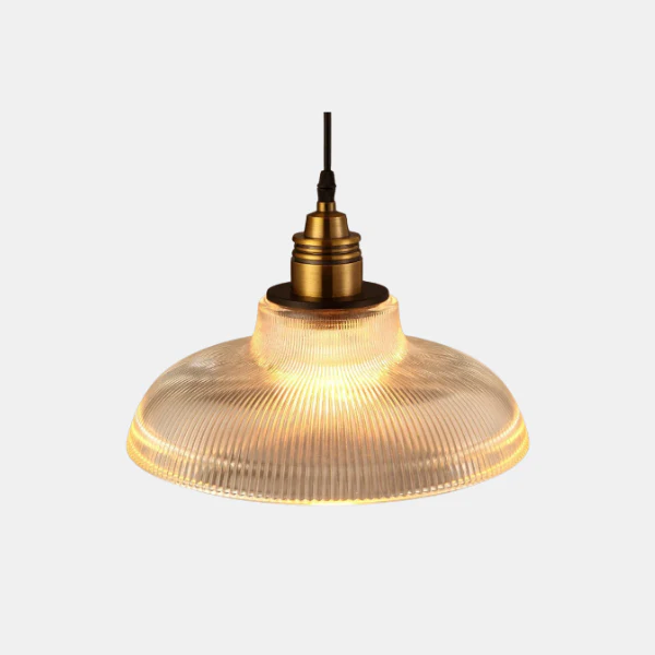 Vintage Gestreepte Glazen Hanglamp Ronde Vorm Warm Licht voor Elegante Interieurs