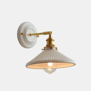 Vintage Japanse Keramische Messing Wandlamp Elegante Sfeerverlichting voor Thuis