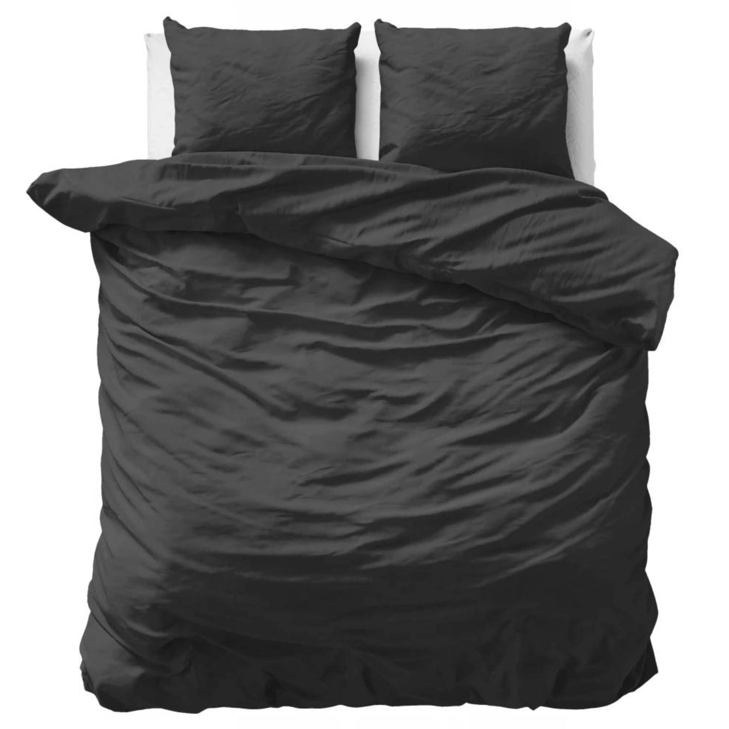 Primaviera Uni Satijn Dekbedovertrek – 240×200/220cm – Zwart - Afbeelding 2