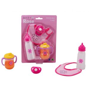 Baby Rose Etenstijd poppenspeelset, 4 delig
