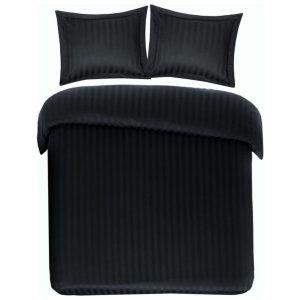 Papillon Satijn Streep Dekbedovertrek Zwart – 200×200/220 cm
