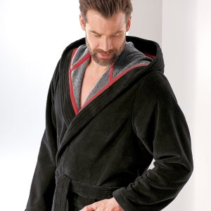 Badjas heren met capuchon – Cawö Black