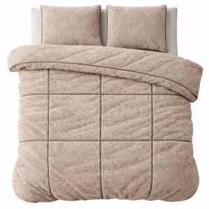 Sleeptime Teddy Trim Dekbedovertrek – 200×200/220 – Taupe