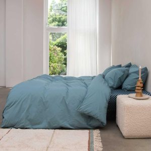 Flanellen dekbedovertrek Mineral Blue