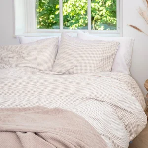 Dekbedovertrek Gewassen Katoen – Gingham Taupe