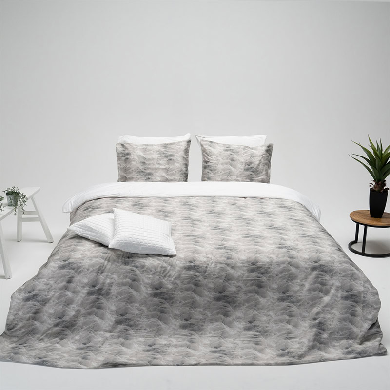 Dekbedovertrek katoen satijn – Marmer Zilver