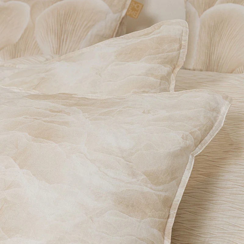 Dekbedovertrek katoen satijn – Marmer Ecru - Afbeelding 3