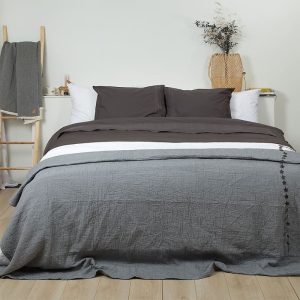 Dekbedovertrek percal katoen – Camilla Antraciet