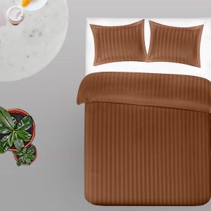 Dekbedovertrek Satijnstreep Terracotta