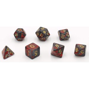 Dobbelstenen bloodspatter zwart