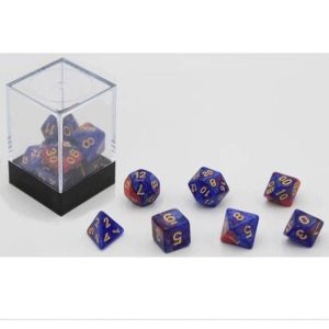 Dobbelstenen stardust blauw rood