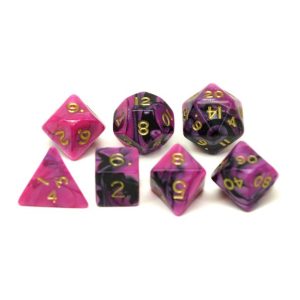 dobbelstenen Toxic paars zwart – 7 stuks