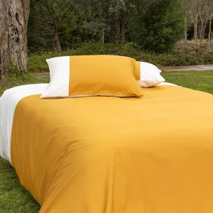 Dekbedovertrek percal katoen – Palermo Ecru/ Saffraan