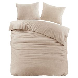 Droomtextiel Uni Dekbedovertrek Flanel Zand – 240 x 200/220 cm