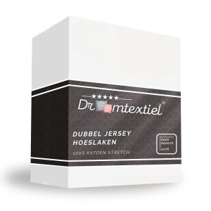 Droomtextiel Dubbel Jersey Hoeslaken Wit  90×200 cm