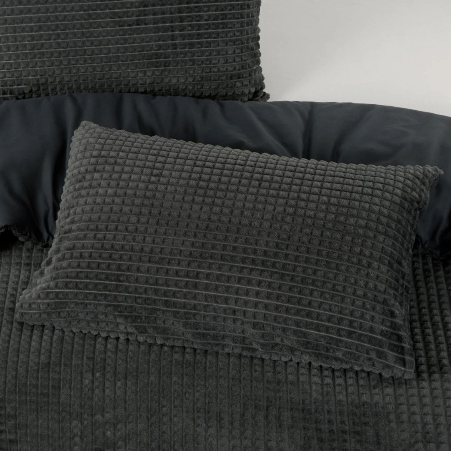 Droomtextiel Teddy Dekbedovertrek Block Antraciet- 140×200/220 cm - Afbeelding 4