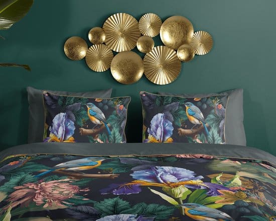 Descanso Dekbedovertrek bloemen en vogels Antraciet – 200×200/220 cm – Katoen Satijn - Afbeelding 5