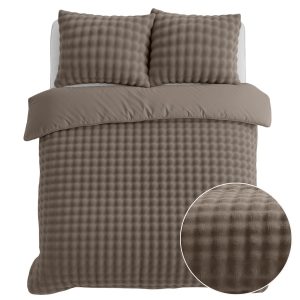 Sleeptime Flanel Fleece Dekbedovertrek Pompom taupe – 200×200/220