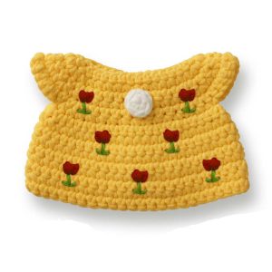 Gehaakte gele jurk met rode tulpen voor gehaakte Nijntjes