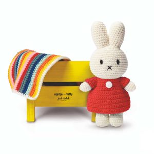 Just Dutch geel bed voor gehaakte Nijntje en matras en deken