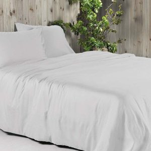Dekbedovertrek gewassen satijn – Lavado Wit