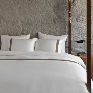 Dekbedovertrek katoen satijn – Listra Wit/ Nootmuskaat