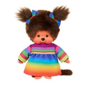 Monchhichi in regenboogjurk