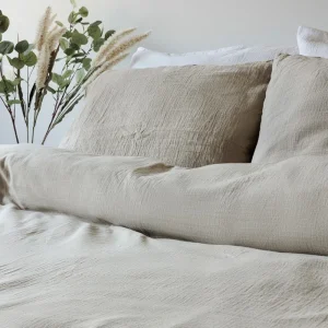 Mousseline dekbedovertrek – Zand