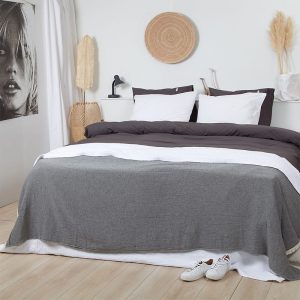Dekbedovertrek Stonewashed percal – Austin Antraciet