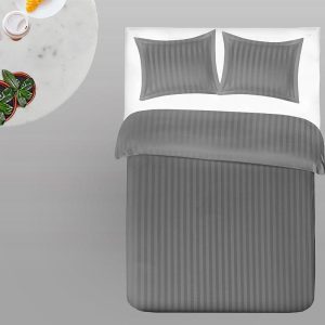 Dekbedovertrek Satijnstreep Grijs