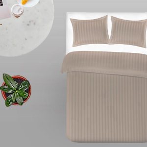 Dekbedovertrek Satijnstreep Taupe