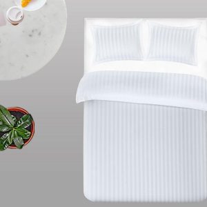 Dekbedovertrek Satijnstreep Wit